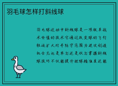 羽毛球怎样打斜线球